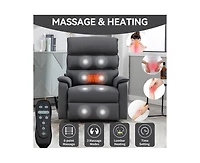 Casainc Dual Motor Infinite Position Up to 350 Lbs Power Lift Recliner Chair with Power-Remote, Heat Massage and Heavy Duty Motion Mechanism