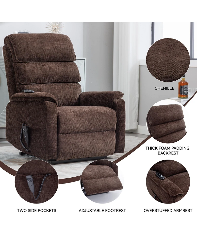 Casainc Dual Motor Infinite Position Up to 350 Lbs Power Lift Recliner Chair with Power-Remote, Heat Massage and Heavy Duty Motion Mechanism