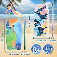 Wham-o Body Board with Wrist Leash Fiberclad Cover Phuzion Core Crescent Tail - Curve/Wave