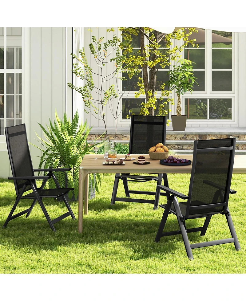 Outdoor Dining Chair with Soft Padded Seat and 7-Position Adjustable Backrest Set of 2