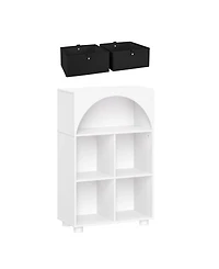 Sourcing Solutions Arched 23" Solid Wood 4 Cubby Entryway Shoe Rack Storage Organizer Cabinet