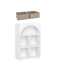 Sourcing Solutions Arched 23" Solid Wood 4 Cubby Entryway Shoe Rack Storage Organizer Cabinet