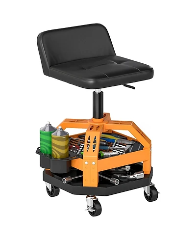 Homcom Rolling Mechanic Stool, 300 Lbs Capacity Garage Stool,