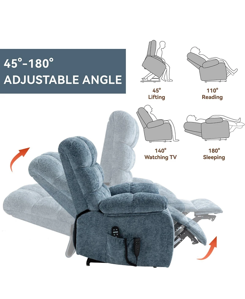 Lift Recliner Chair Heat Massage Dual Motor Infinite Position Up to 350 Lbs Large Electric Power Recliners with Power-Remote, Medium-firm and Hea