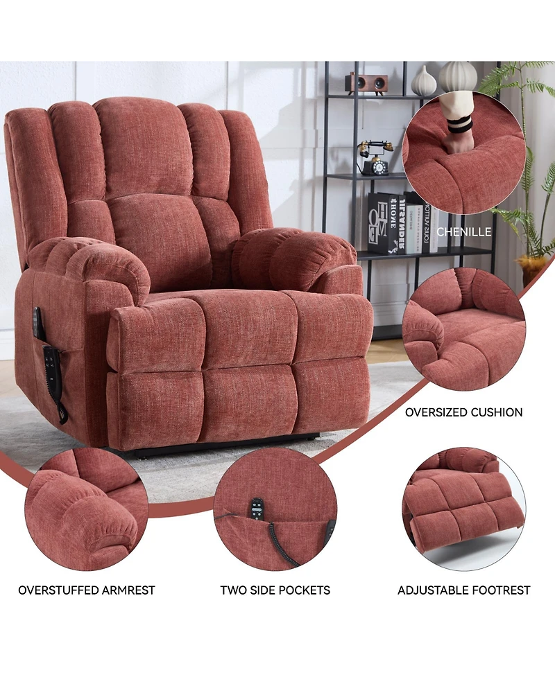 Dual Motor Heat Massage Power Lift Recliner Chair, Up to 350 lbs, Medium-Firm, Heavy-Duty with Power Remote