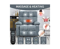 Dual Motor Infinite Position Up to 350 Lbs Chenille Power Lift Recliner Chair with 8-Point Vibration Massage and Lumbar Heating Cup Holders