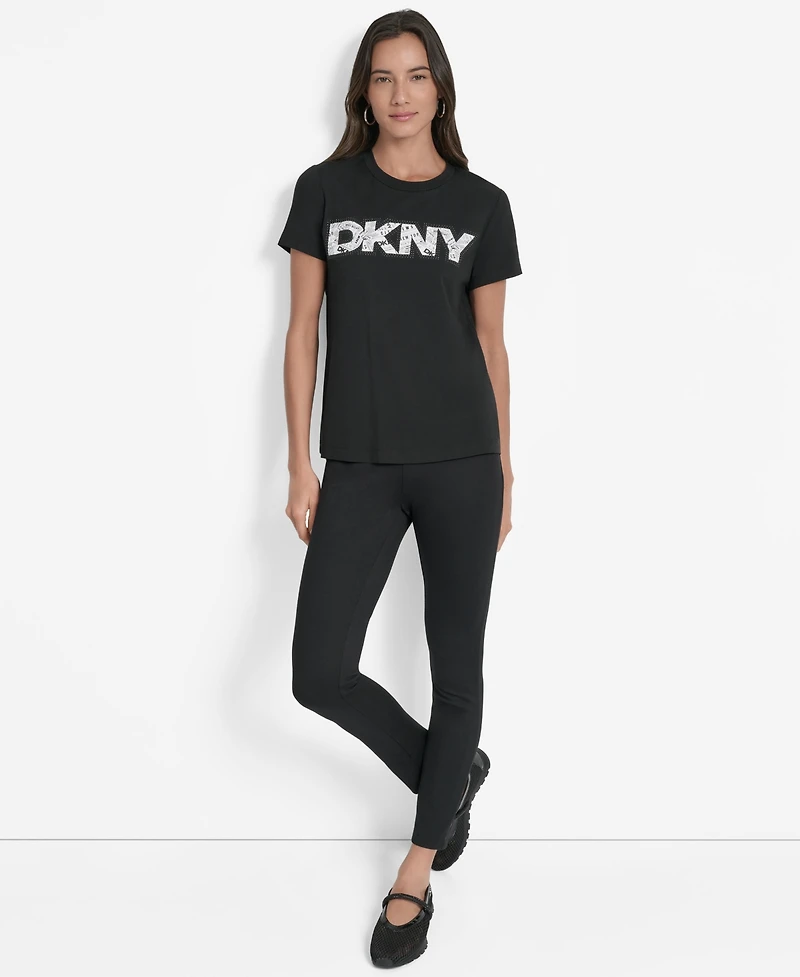 Dkny Women's Newspaper Logo Crewneck T-Shirt