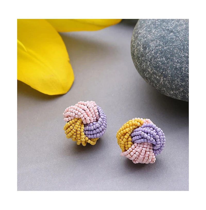 Sohi Women's Beaded Twist Stud Earrings