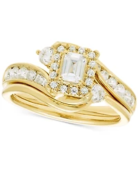 Diamond Emerald-Cut Halo Swirl Bridal Set (1 ct. t.w.) in 14k Gold