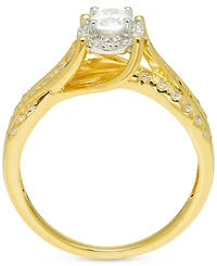 Diamond Oval Halo Multi-Row Engagement Ring (1 ct. t.w.) in 14k Two-Tone Gold