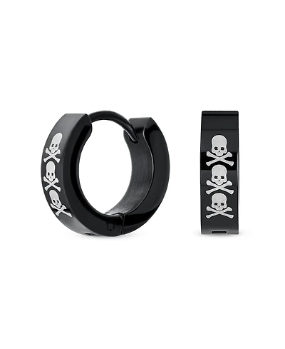 Bling Jewelry Biker Jewelry Small Halloween Skull Hoop Kpop Huggie Earrings Stainless Steel