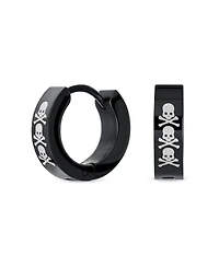 Bling Jewelry Biker Jewelry Small Halloween Skull Hoop Kpop Huggie Earrings Stainless Steel