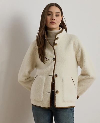 Lauren Ralph Women's Faux-Suede-Trim Fleece Jacket