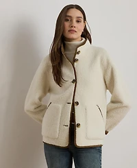 Lauren Ralph Women's Faux-Suede-Trim Fleece Jacket