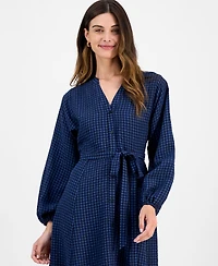 Robbie Bee Women's Gingham-Print Belted Shirtdress