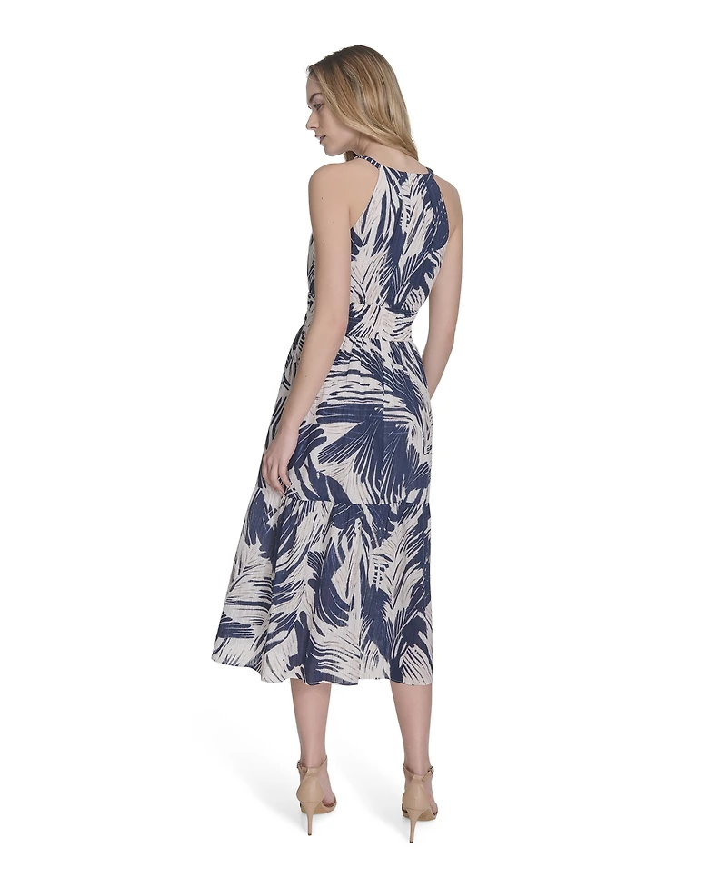 Vince Camuto Women's Textured Cotton Halter Midi Dress