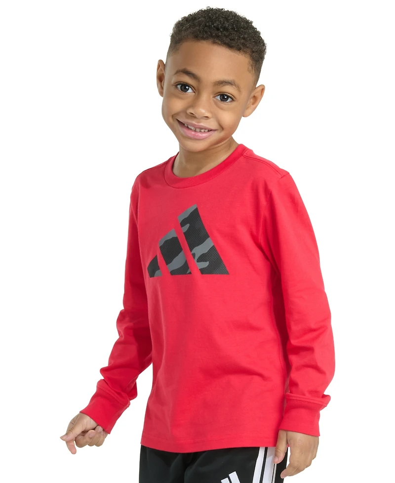 adidas Toddler & Little Boys Long-Sleeve Halftone Camo Logo Cotton T-Shirt