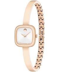 Movado Women's Museum Cushion Swiss Quartz Rose Pvd Bangle Watch, 21.50mm