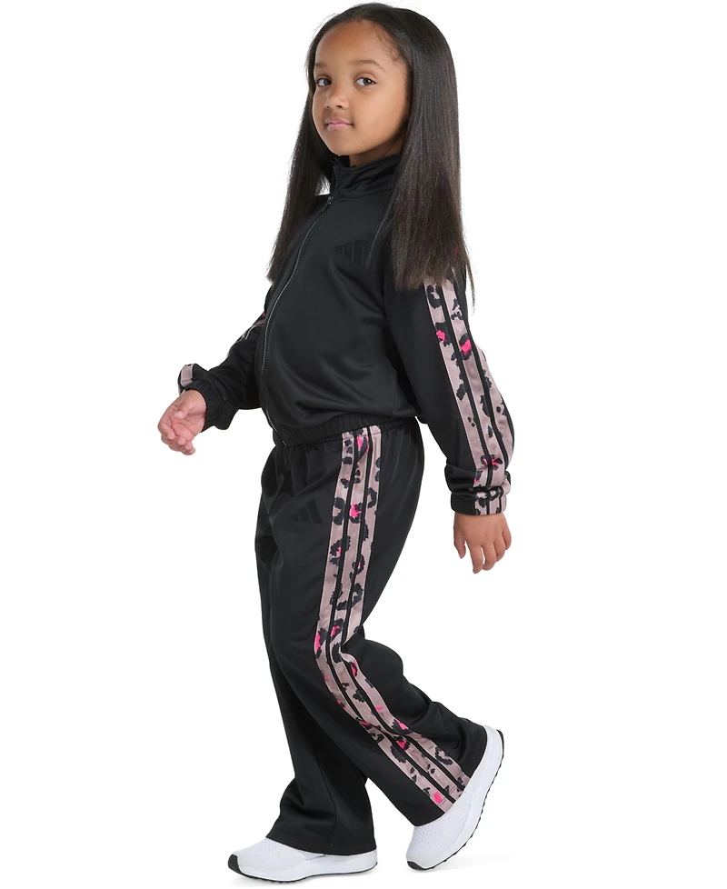 adidas Toddler & Little Girls Tricot Long-Sleeve Full-Zip Jacket Wide-Leg Pants, 2 Piece Set