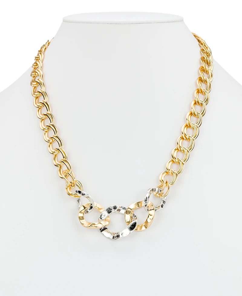 Patricia Nash Two-Tone Hammered Link Necklace