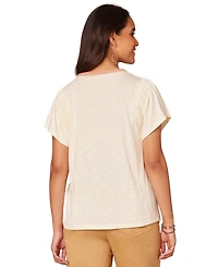 Democracy Petite Scoop-Neck Cropped T-Shirt