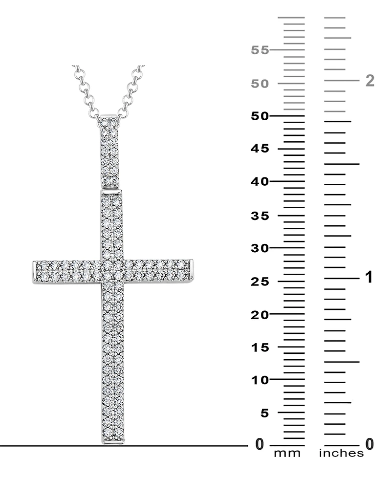 Men's Diamond Pave Cross 22" Pendant Necklace (1 ct. t.w.) in 10k White Gold