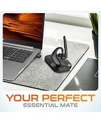 Ultralight Bluetooth Headset with Noise Cancelling Microphone, Bluetooth Earpiece with Charging Case, Auto Pair Usb Dongle for Pc/Laptop, Compatible w