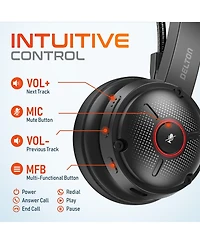 Delton 50X Noise Canceling Bluetooth Computer Headset with Charging Dock, Wireless headset for Laptop/Pc/iMac/Tablet/Smartphones, Compatible with Ms T