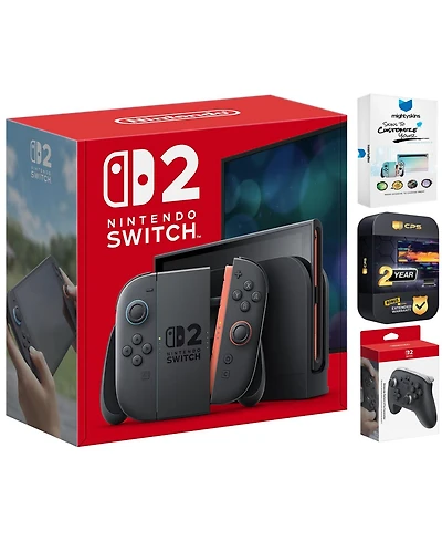 Nintendo Switch 2 Video Game Console with Pro Controller, MightySkins Code and 2 Cps Year Extended Warranty
