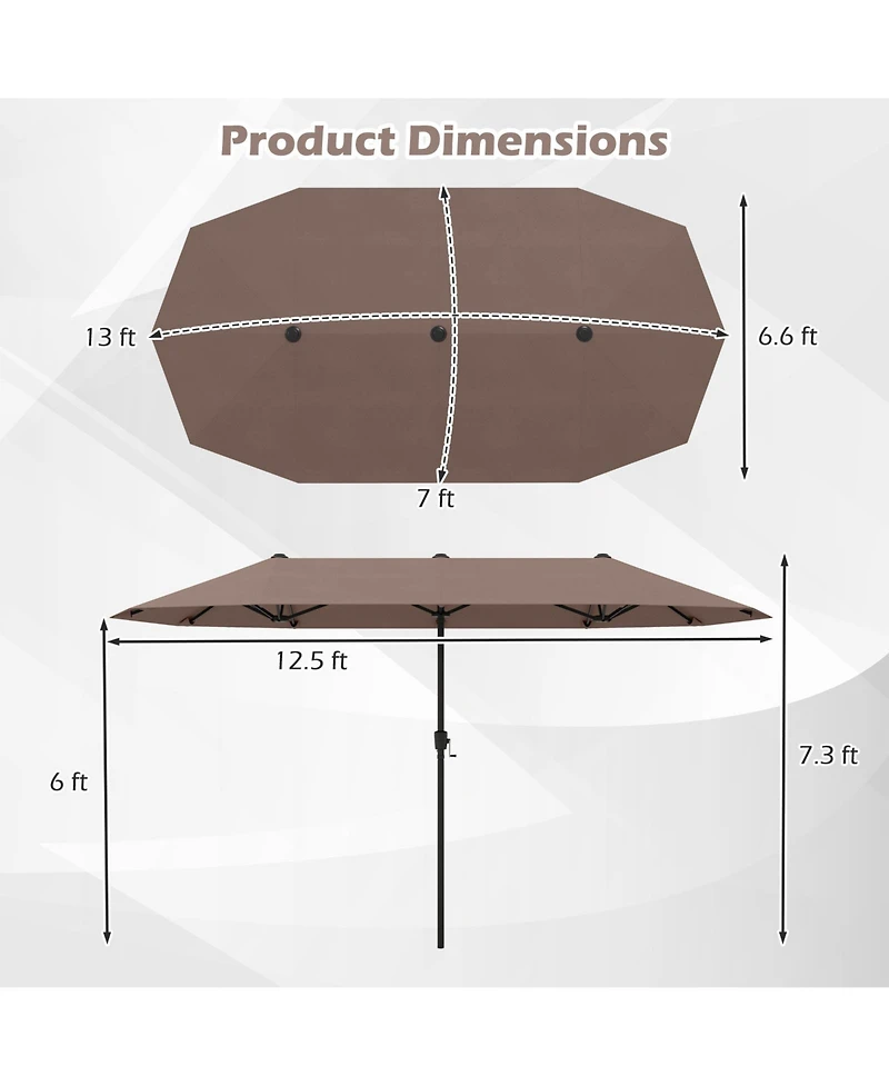 Gymax 13 Ft Double-sided Patio Umbrella Outdoor Large Twin