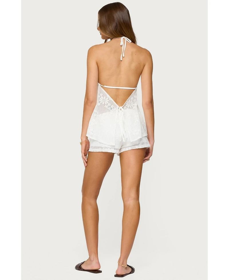 Edikted Women's Arlie Floral Texured Sheer Shorts