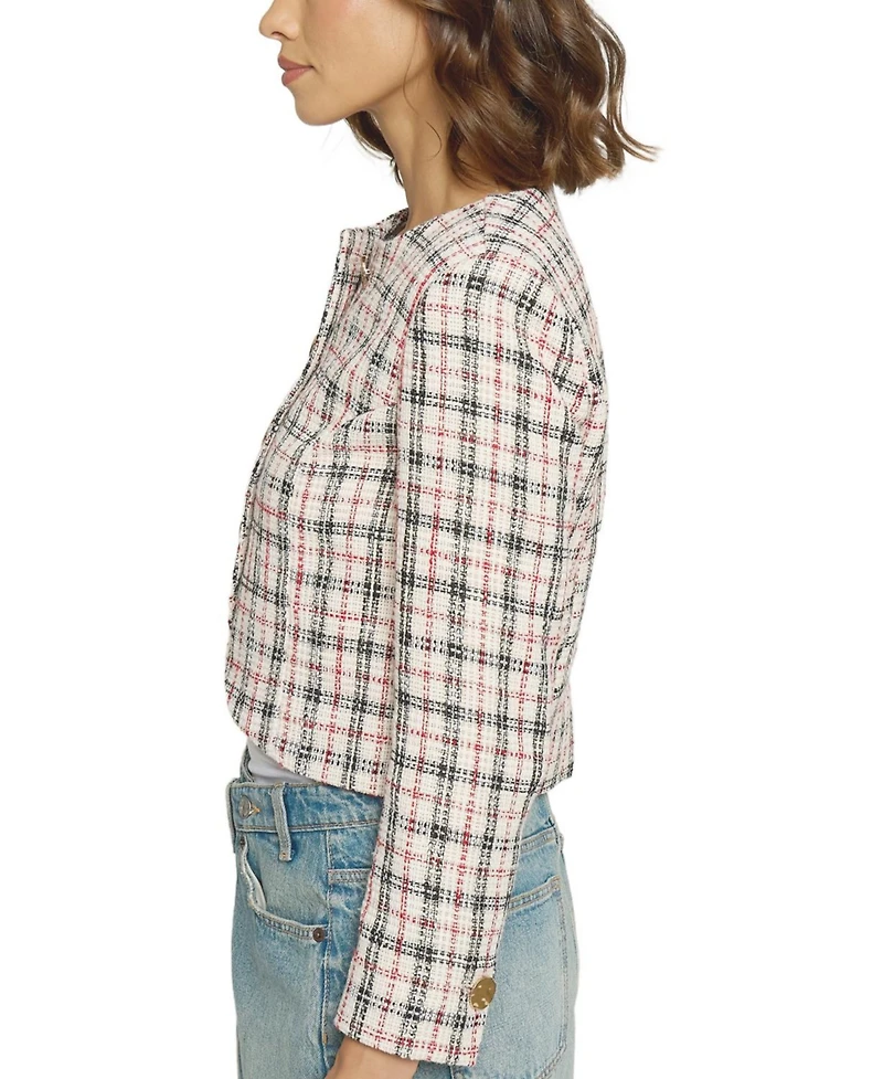 Central Park West Women's Big Button Collarless Jacket
