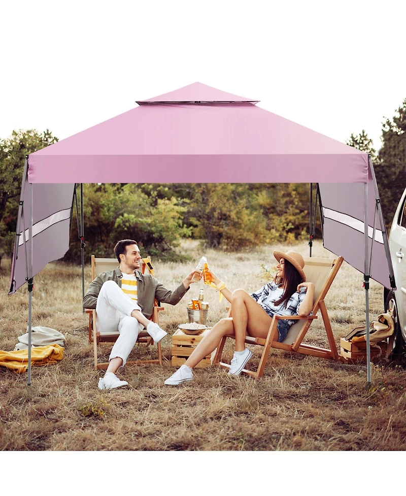 Outdoor Instant Pop-up Canopy Tent with Dual Half Awnings