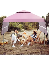 Outdoor Instant Pop-up Canopy Tent with Dual Half Awnings