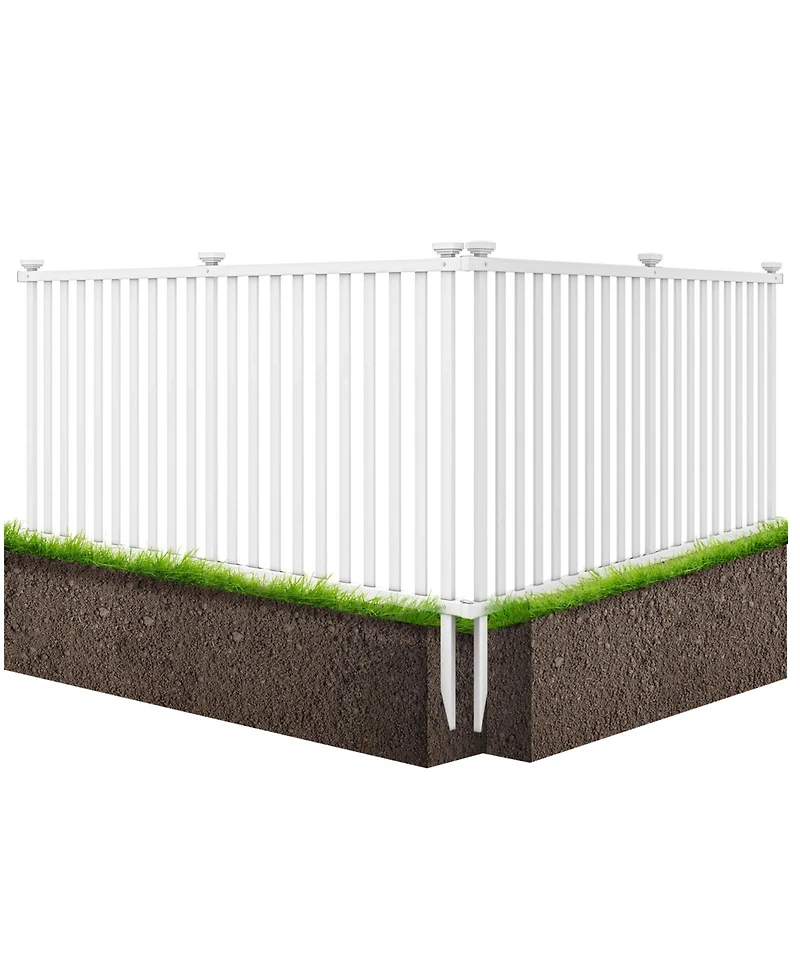 2 Piece Vinyl Picket Fence Set for Garden and Yard Decoration