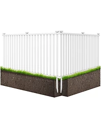 2 Piece Vinyl Picket Fence Set for Garden and Yard Decoration