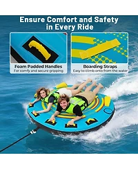 3-Person Inflatable Boat Tube Towable Platform with Double Valves