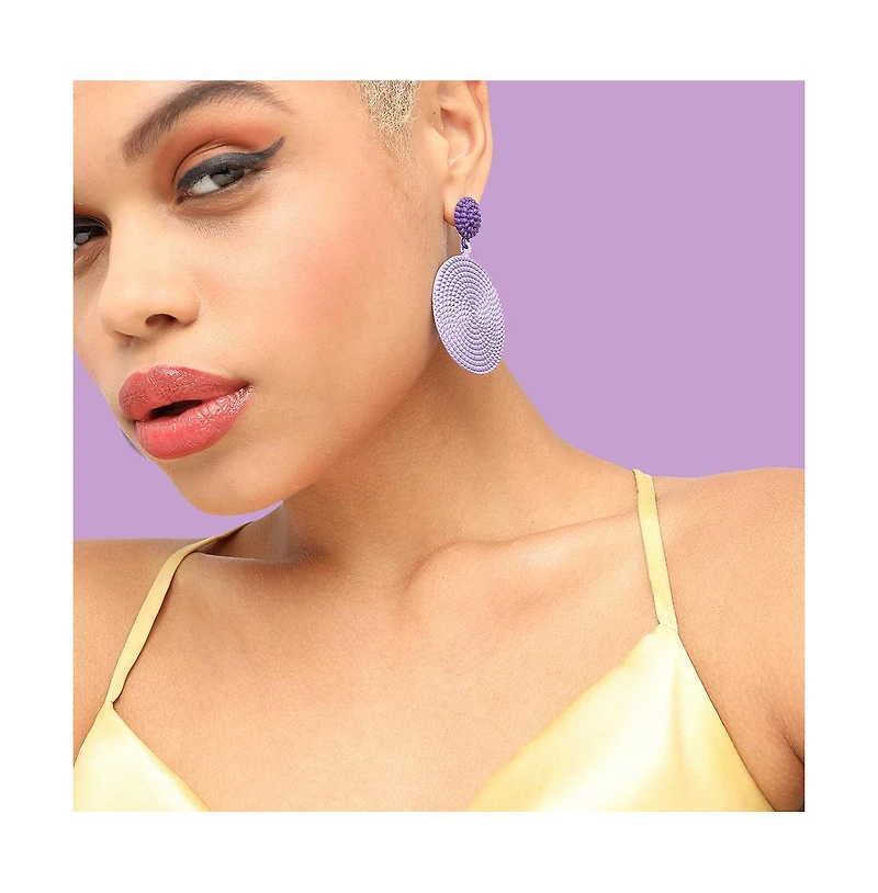 Sohi Women's Purple Circular Rope Drop Earrings
