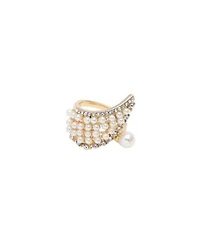 Sohi Womens White Pearl Cluster Cocktail Ring
