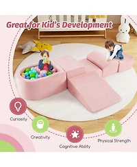 Slickblue 5-Piece Climb and Crawl Playset with Ball Pit for Kids