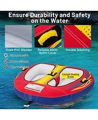 1 or 2 Person Inflatable Towable Tube for Boating with Drainage