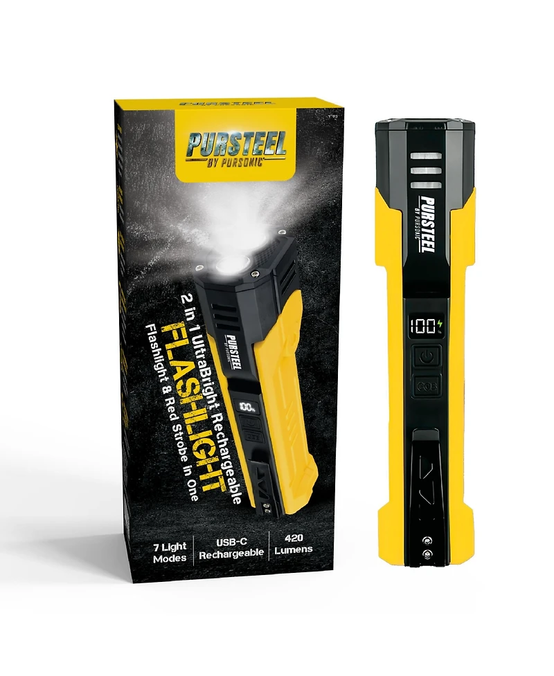 Pursonic – 2-in-1 UltraBright Rechargeable Flashlight & Red Strobe