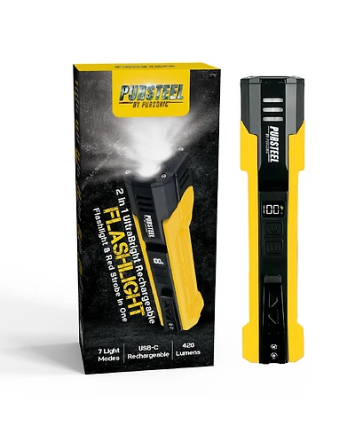 Pursonic – 2-in-1 UltraBright Rechargeable Flashlight & Red Strobe