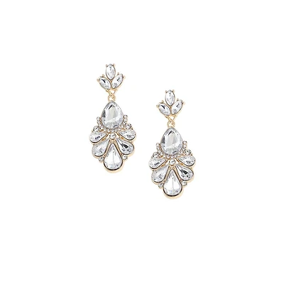 Sohi Women's Silver Teardrop Stack Drop Earrings
