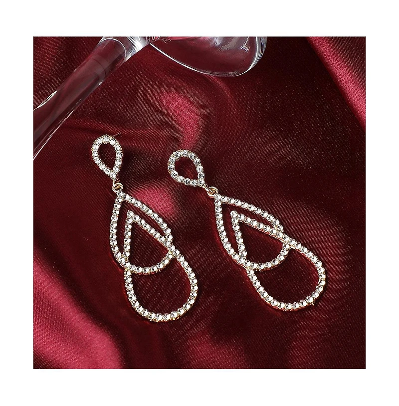 Sohi Women's Black Teardrop Drop Earrings