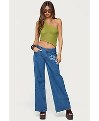 Edikted Women's Daley Asymmetric One Shoulder Crochet Top