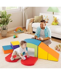 Slickblue Kids 6 Pieces Foam Climbing Blocks Soft Play Climbing with Tunnel