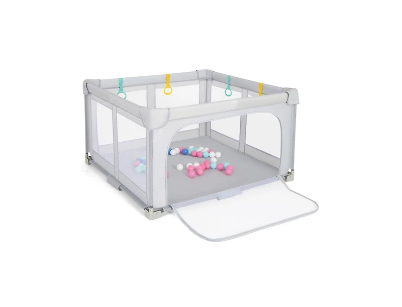 Slickblue Kids Large Playpen Foldable Fence Play Yard with Zipper Gate