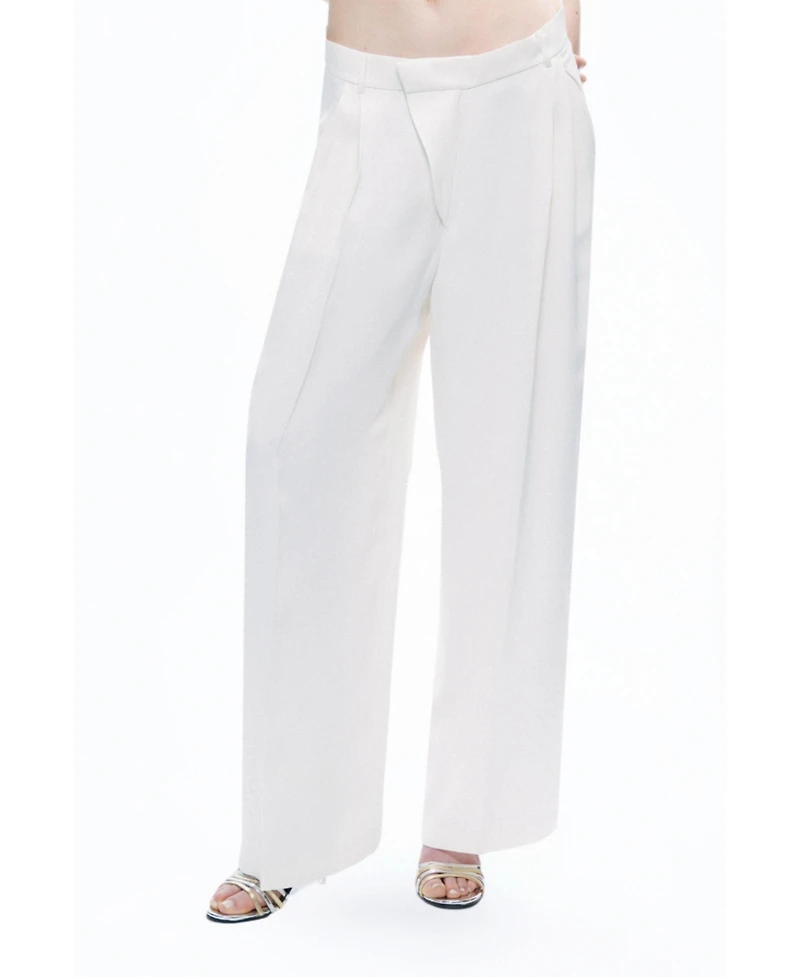 Nocturne Women's Low-Rise Asymmetric Placket Detail Pants