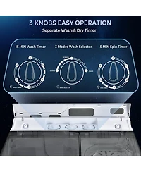 Twin Tub Portable Washing Machine with Timer Control and Drain Pump for Apartment